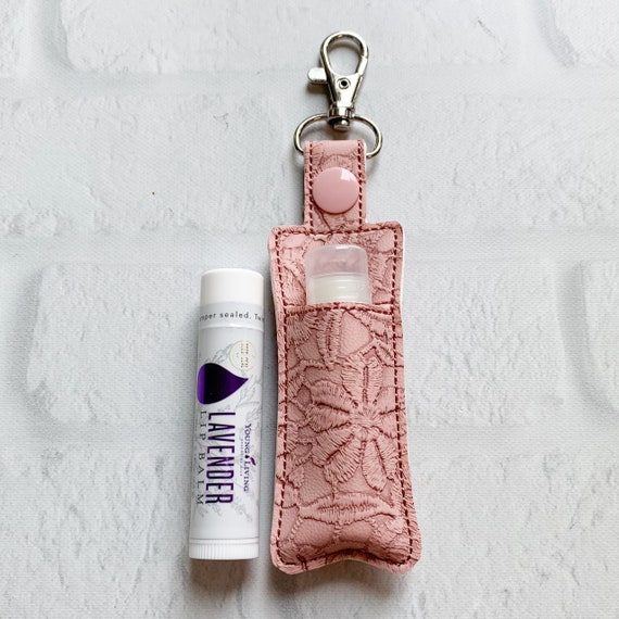 Pink Emboss LV Leather Keychain