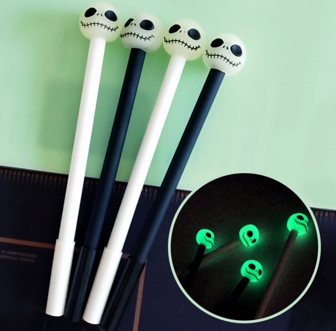 2PC Skeleton Head Glow in Dark Gel Pens,skeleton Head Planner Pens ...