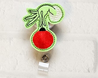 Christmas Green Monster Hand Ornament Badge Reel,christmas Nurse