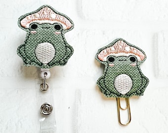CottageCore Toadstool Frog Badge Reel,ID Badge Reel,Retractable Badge Reel,Nurse Badge Reel,Teacher Badge Reel,CNA RN Student Badge Reel