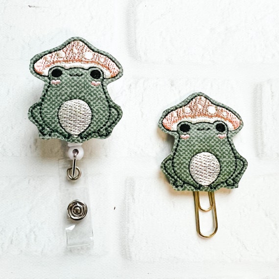 Cottagecore Toadstool Frog Badge Reelid Badge | Etsy