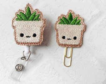 Succulent Badge Reel,ID Badge Reel,Cactus Retractable Badge Reel,CNA Vet Tech Badge Reel, Nurse Badge Reel, Badge Lanyard,Planner Paper Clip