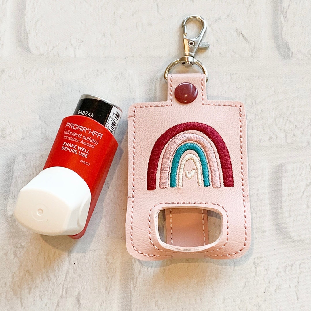 Inhaler Cuff Key Boho Blush Rainbow Inhaler Case Keychain, Inhaler Holder Keychain ...