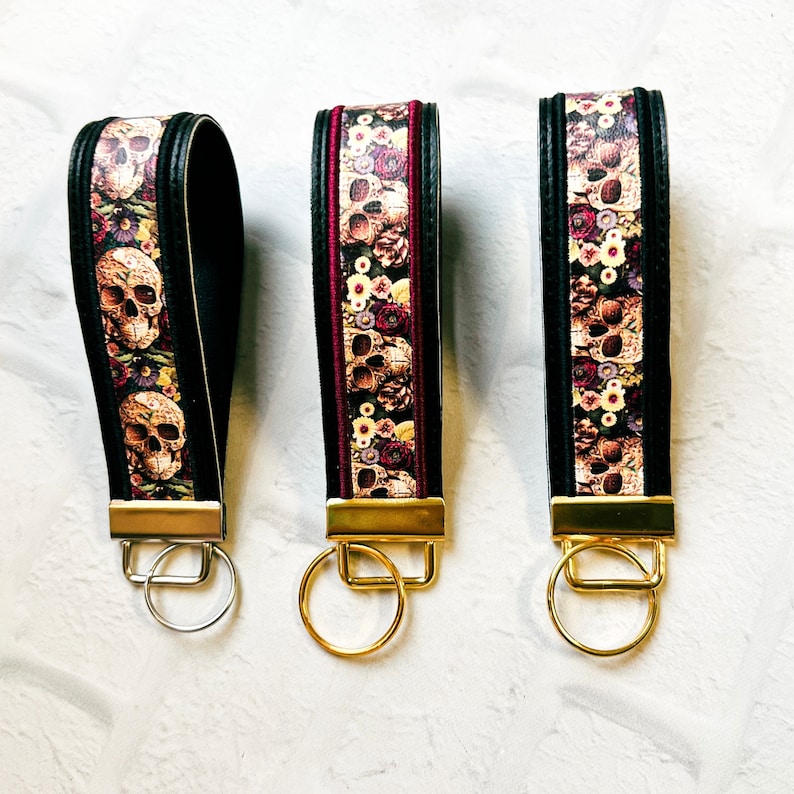 Floral Skull Wristlet Keychain Key Chain,bridesmaid Gifts Under 20 for