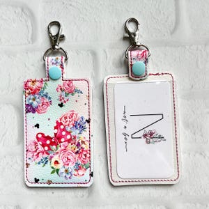 Porte-carte d'identité floral Magic Mouse, Étiquette de sac personnalisée, Porte-badge d'identité personnalisé, Étui vertical pour carte d'identité, Tour de cou, Cadeaux pour les enseignants de moins de 20 ans