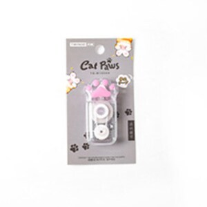May include: A clear plastic tape dispenser with a pink cat paw design. The dispenser has a clear tape roll and a pink paw-shaped button to dispense the tape. The packaging has the text "Cat Paws Tape Dispenser" on it.