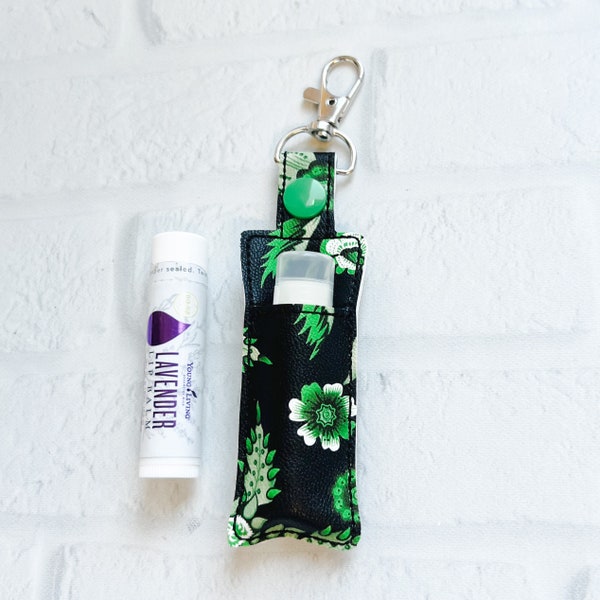 Green Thumb Lip Balm Keychain Case, Plant Lover Gifts Under 10 20 Ideas,Essential Oil Lip Balm Holder, Plant Lover Badge Reel Clip