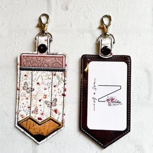 Porte-cartes d'identité Wildflower pour 3 crayons, Étiquette de sac personnalisée, Porte-badge d'identité personnalisé, Étui vertical pour cartes d'identité, Tour de cou, Cadeaux pour enseignants de moins de 20 ans