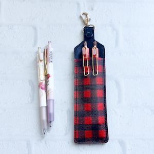 Buffalo Plaid 2 Pen Pencil Holder Keychain, Stylus Holder,Pen Pencil Keychain Case, Teacher Lanyard Gift Idea, Planner Pen Pouch