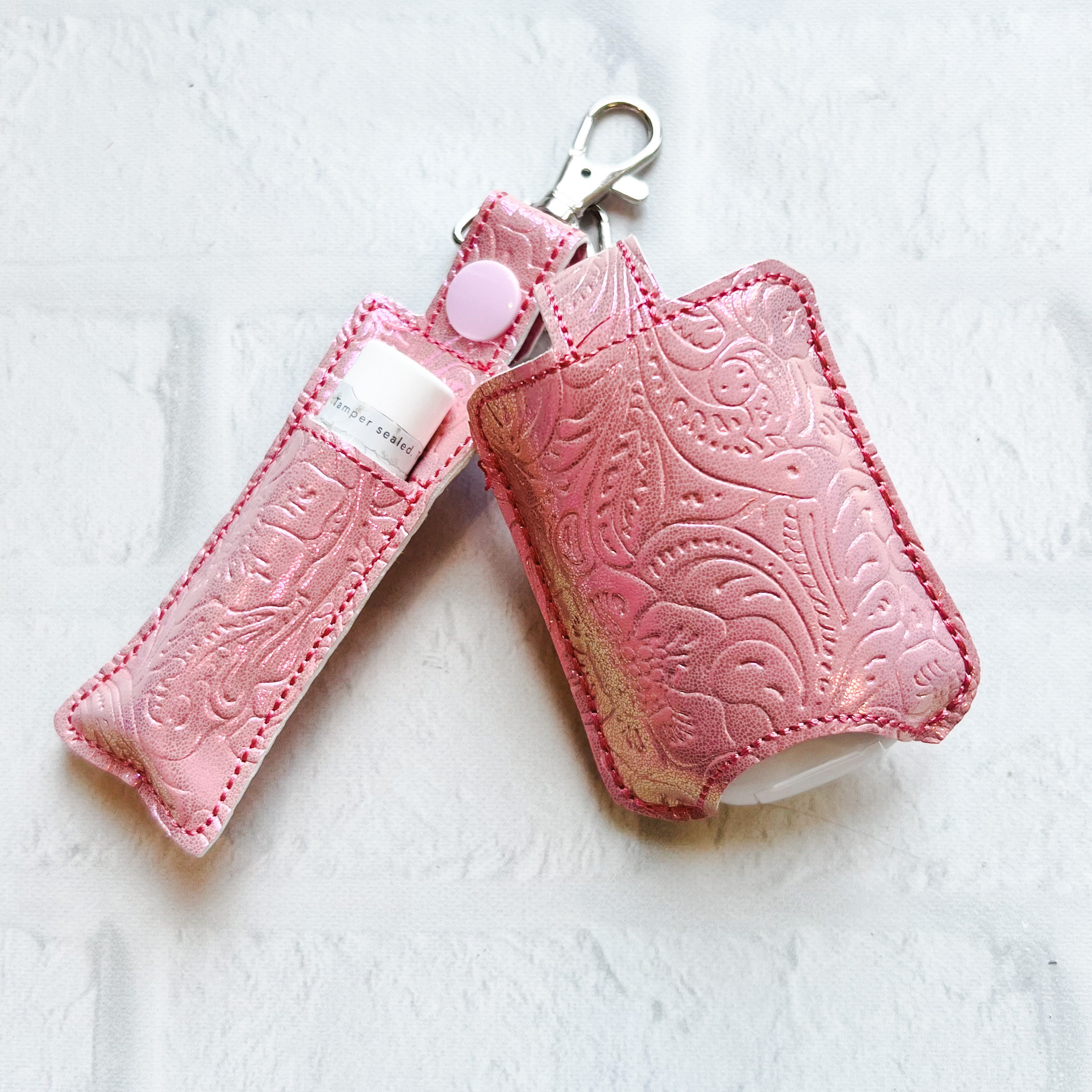Pink Embossed, Bath Body Works Pocket Bac Case, Pocketbac Hand Sanitizer Holder, Hand Sanitizer Keychain, Gifts Under 20