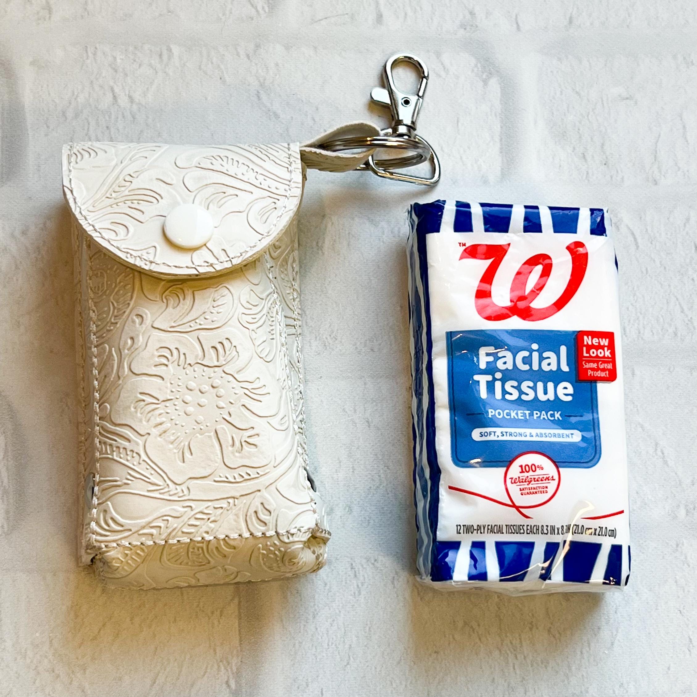 Cream Embossed Pocket Tissue Holder,travel Keychain Case for Kleenex ...