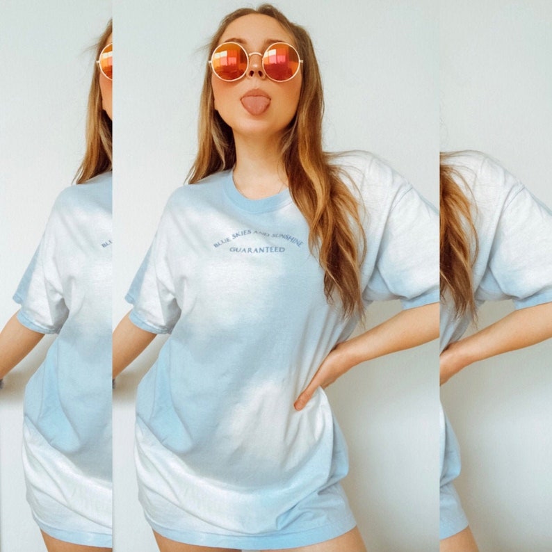 Blue Skies and Sunshine Guaranteed Bleach Dyed Tee Princess and the Frog Inspired