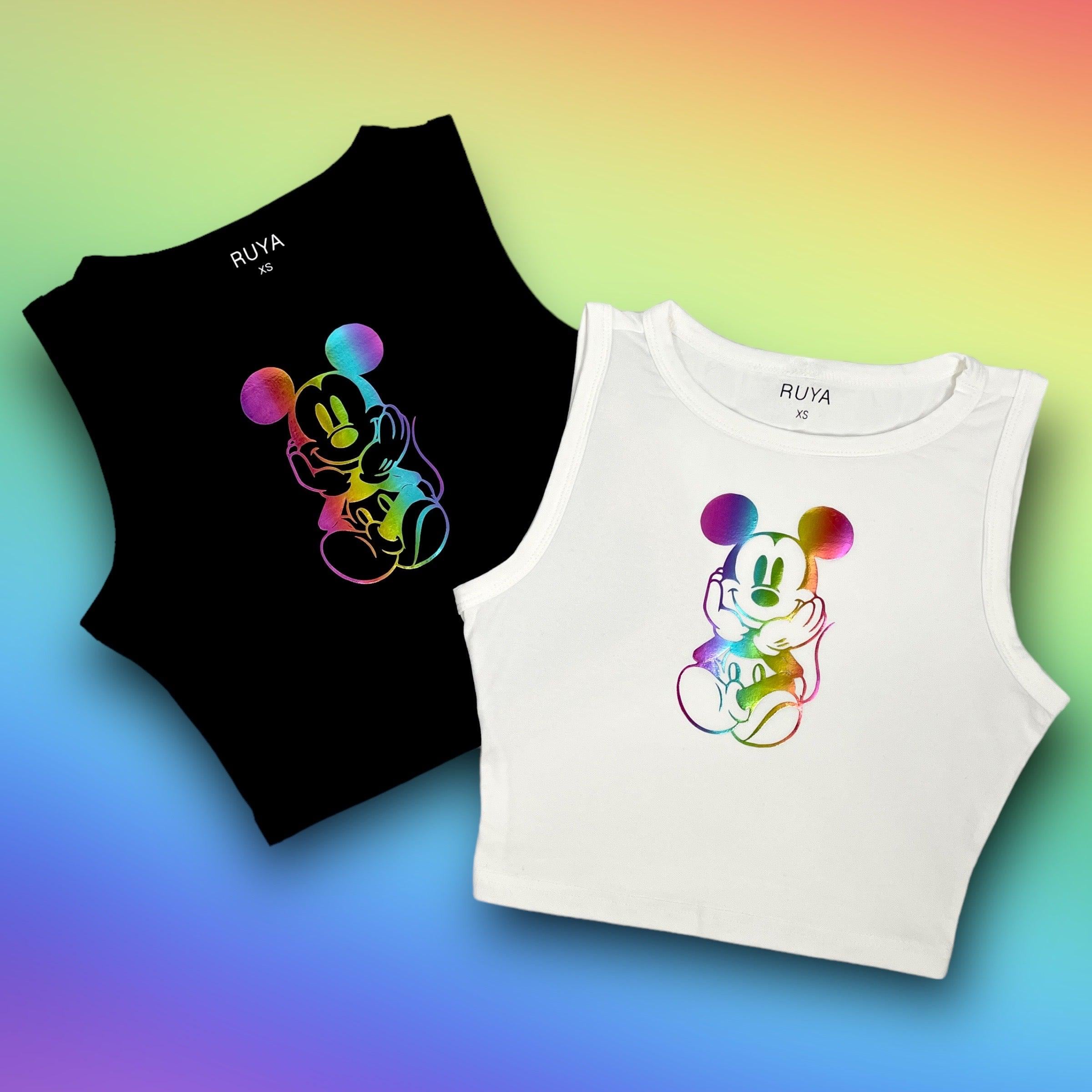 Rainbow Mickey Metallic Crop Tank | Disney Shirt | Pride