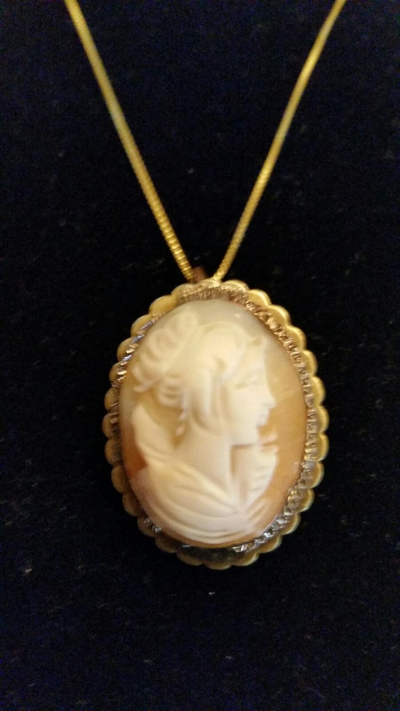 Antique Shell Cameo 800 Silver Brooch or Necklace