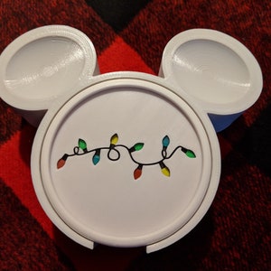 Christmas Holiday Disney Inspired Mickey Mouse Coaster Set / Merrytime /Disney Cruise / Mickey Ears/ Candy Cane Swirl / Holiday Coasters