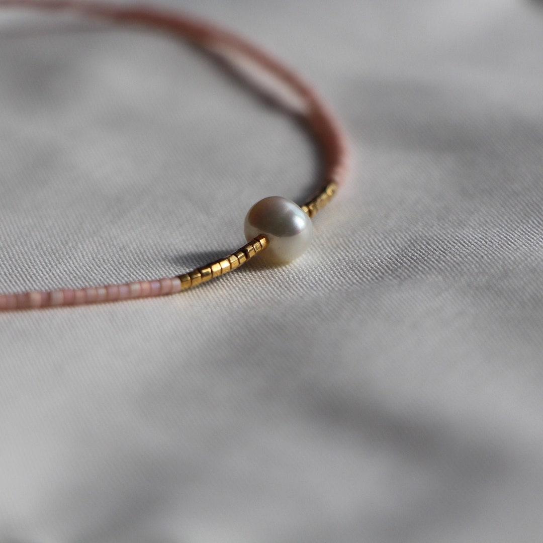 Collier Perles Miyuki Et Coquillage - Plaqué Or Blanc 18k - Longueur 41-45 Cm - Neuf Avec étiquettes