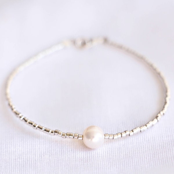 Bracelet PERLE d'eau douce et perles de verre Miyuki Plaqué Argent 925 - Bohème Chic