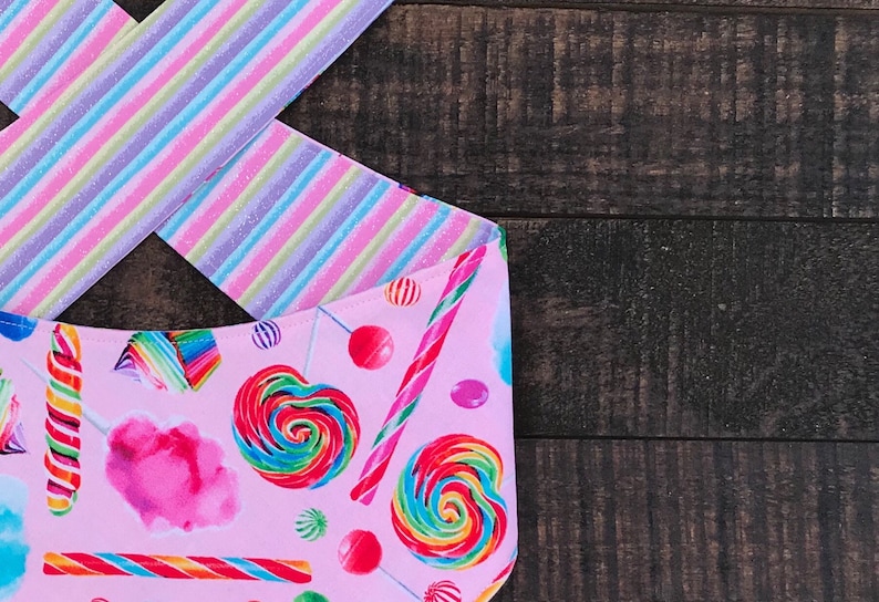 Cupcakes Cat Accessories Reversible,Pet Accessories Candyland Bandana Reversible Cotten Candy Lollipops Glitter Stripes Dog Bandana