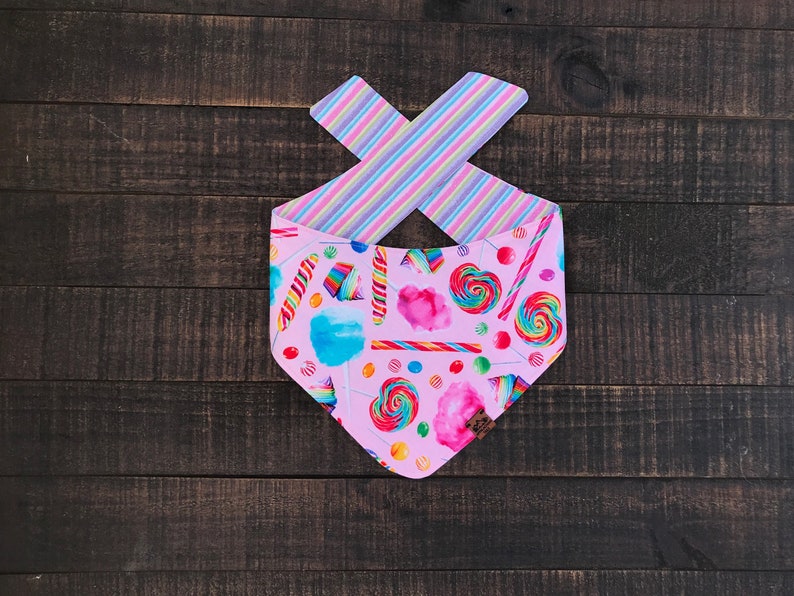 Cupcakes Cat Accessories Reversible,Pet Accessories Candyland Bandana Reversible Cotten Candy Lollipops Glitter Stripes Dog Bandana
