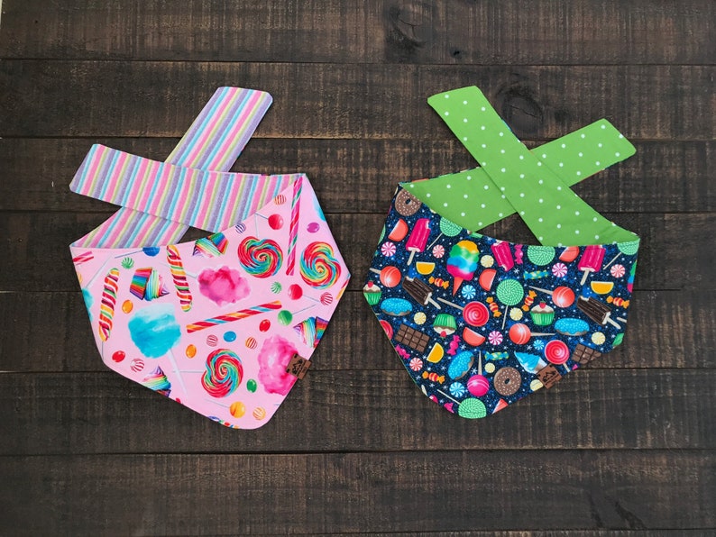 Cupcakes Cat Accessories Reversible,Pet Accessories Candyland Bandana Reversible Cotten Candy Lollipops Glitter Stripes Dog Bandana