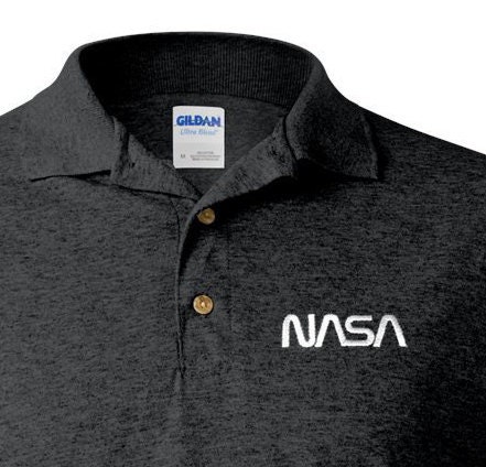 NASA Worm Logo Dark Gray Embroidered Polo Shirt