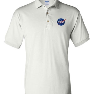 Camisa polo branca bordada com logotipo de almôndega da NASA - até 3X - aprovada pela NASA - frete grátis