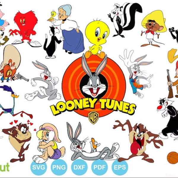 Looney Tunes SVG, Looney Tunes Birthday Svg, Looney Tunes Png, Looney Tunes Clipart, includes PNG Cut Files and Clipart for Cricut