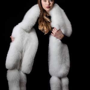 Genuine White Arctic Shadow Fox Fur Huge Massive Oversize Boa Stole Scarf