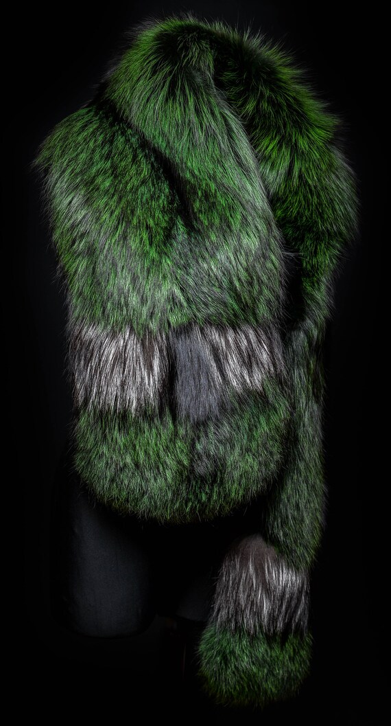emerald green fur shawl