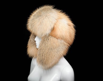 Golden Island Fox Fur hecho a mano de lujo aviador bombardero trampero sombrero gorra