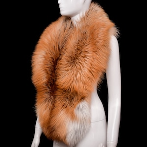 Superior Gold Fox Fur Women&#39;s Posh Stole Collar Scarf Boa Shawl