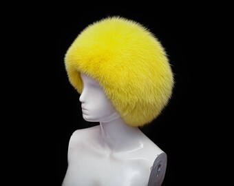 Arctic effen gele vossenbont Kozakkenbeanie Bubble herfst-winterhoed