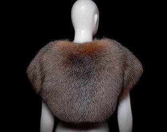 Exclusive Rare Gold Crystal Frost Fox Fur Bolero Shrug Jacket