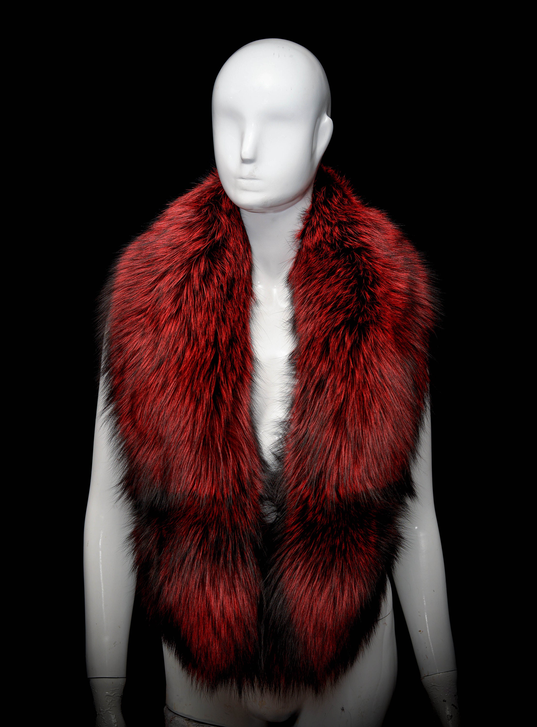 【海外 正規品】 Saga Furs Flame Red Silver Real Fox Fur Shoulder Wrap Scarf 小物