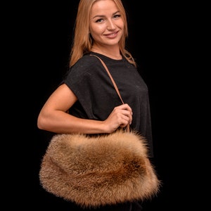 Genuine Red Fox Fur Unique Muff Shoulder Bag