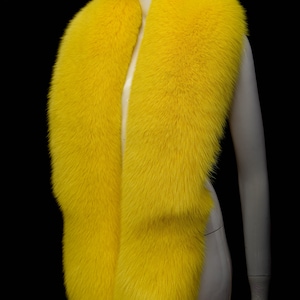 Saga Furs Solid Yellow Shadow Fox Fur Shoulder Wrap Scarf Boa Stole Collar