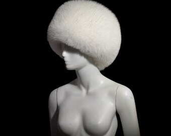 Pure sneeuwwitte vossenbont kozakken beanie baret herfst winter enorme XL hoed