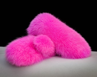 Neonroze poolvosbont teddybeerwantenhandschoenen