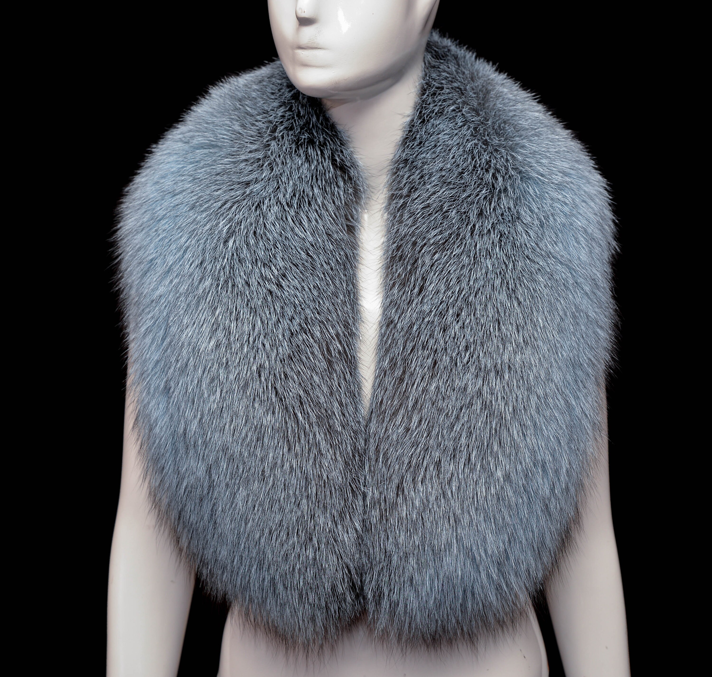 Toned Blue Frost Fox Fur Stole Shawl Shoulders Wrap Scarf - Etsy