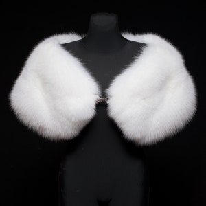 Pure White Arctic Fox Fur Weddings Stole Collar Scarf Shawl Cape