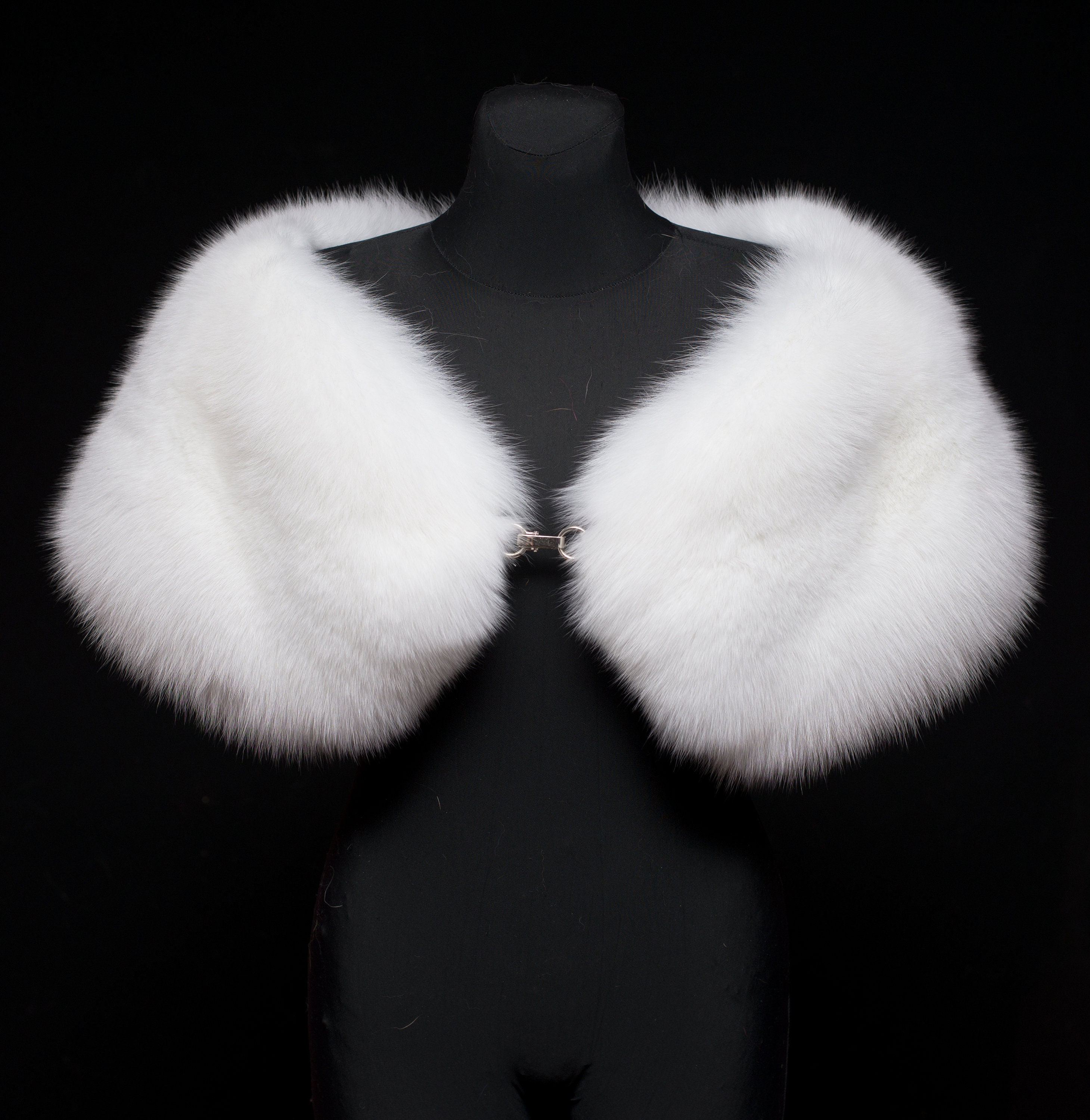 Pure White Arctic Fox Fur Weddings Stole Collar Scarf Shawl Cape