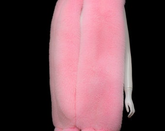 Echte roze vossenbont enorme dubbelzijdige massieve oversized boa-sjaal met staarten