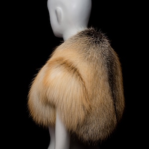 Genuine Natural Golden Island  Fox Fur Bolero Shrug Jacket Gilet
