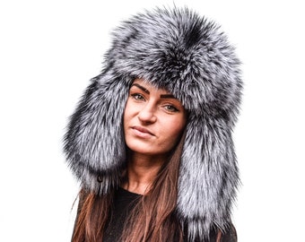 Silver Fox Fur Massive Trapper Bomber Aviator Fall Winter Hat