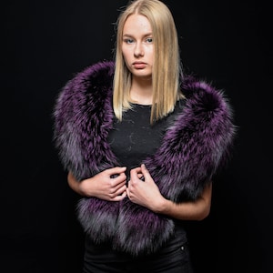 Fancy Levander Purple Arctic Shadow Fox Fur Handmade Stole Shawl Wrap Boa Scarf Fancy Levander Purple Arctic Shadow Fox Fur Handmade Stole Shawl Wrap Boa Scarf