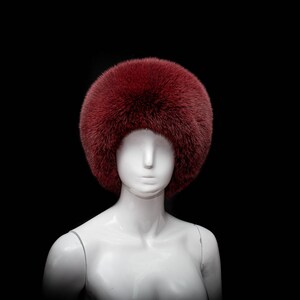 Red Wine Fox Fur Cossack Beanie Bubble Fall Winter Hat