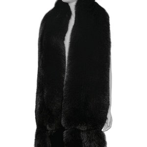 Echter schwarzer Fuchspelz Beidseitig Riesige Massive Oversize Boa Stola Schal Tails