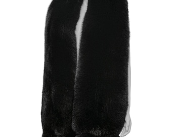 Echt effen zwart vossenbont, beide zijden enorme massieve oversized boa stola sjaal staarten