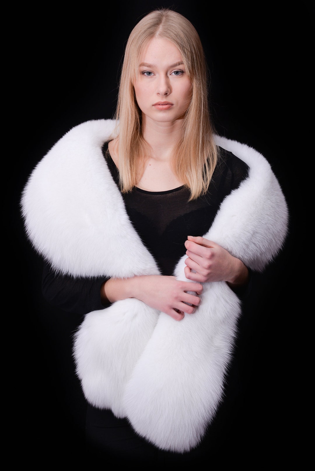 HUGE Snow White Arctic Fox Fur Boa Stole Shawl Scarf Collar
