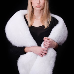 HUGE Snow White Arctic Fox Fur Boa Stole Shawl Scarf Collar